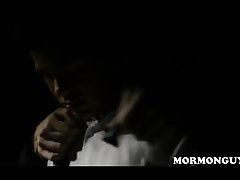 Mormon Latino Jock With Big Cock Oiled And Masturbates In Front Of Masked Church Man