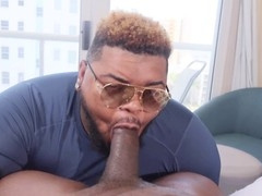Santana Xxl sucks on 10-inch cock in POV