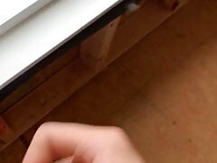 Twink Shoots Cum Out of the Window in Construction Site