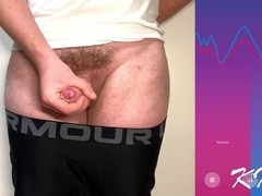 Gay stud enjoys intense prostate milking and cumshot session with a big solo dick