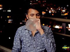 Camilo Brown Fucking a Condom Out In The Balcony Until He Cums Inside Of It