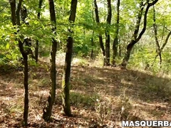 Muscular stud Angelo Godshack wanks off his cock outdoors