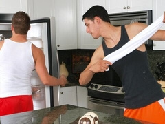 Damon Audigier and Tony Douglas wear jockstraps during anal