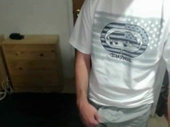 Cute nerdy boy cum to face on webcam