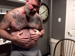 Muscle jerk off, big belly bear, grizzly