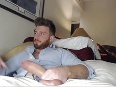 Straight man strokes his humongous hard cock on webcam