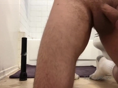Armenian Rails Maglite, a Humungous Dark-Hued Fuck Stick, and Slurps his own Leaky Jizz