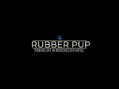 Rubber Pup pawing off in hotel cumming on AirMax 90
