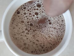 Piss into chocolate milk and using piss to make coffee