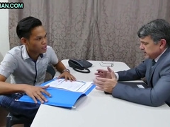 Asian Twink Drilled In Doggystyle In Assby Perverted Boss