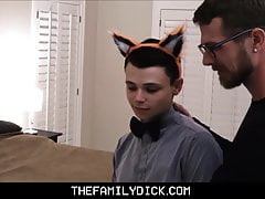 Young Twink Boy Stepson Halloween Surprise Family Stepdad