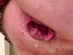 Close up Sissy ass fucking and gape in a skirt