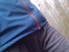 Guy Walks With His Dick Out, Jerks Off And Cums In The Forest