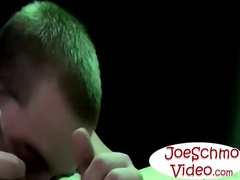 Black gay genuflect before a massive dick and sucks it