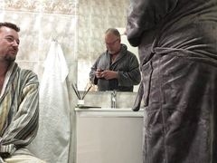 Daddy fucks me good in the bathroom.