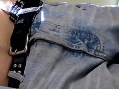Tatted Holden pullout shaft & shoots load on his chest while blowing smoke