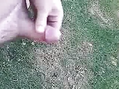 Quick wank and cum outside