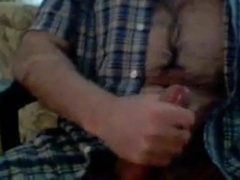 Hairy chest daddy jerking and shoot a nice load 6