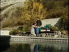 Horny stud nails his gay partner outdoors
