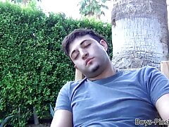 Amateur Michael Dora pees on himself and jerks off outdoor