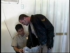 Horny cop bent over fucked in the ass against chair