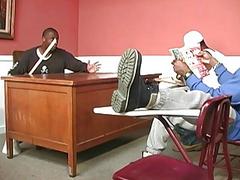 White guy totally gangbanged by black poles