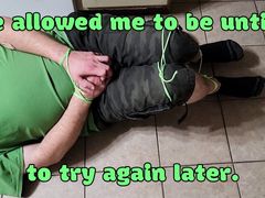 MBH wants to tie me up until I piss myself, but then I accidently pee my shorts outside. She's not happy, gets me back!