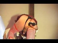 straight transvestite schoolgirl anal fisting gapping dildo