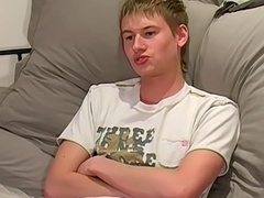 Brit guy moans loudly while passionately pleasuring himself