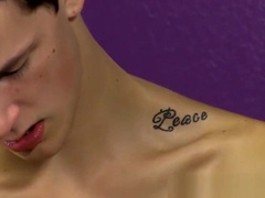 Horny twink with tattoos loves taking it up his tight rear