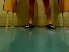 Ginger takes a shower in the gym