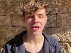 Nasty twunk Masturbate Davis fellates trio huge yam-sized spears all at once