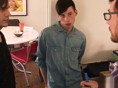 Gay father fucks blindfolded son bareback