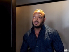 Adrian Duval's ass stretched wide by a massive black cock in the steamy shower