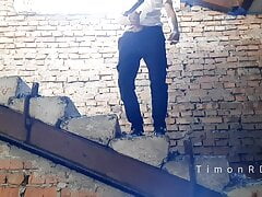 Straight male fucks his imaginary friend hard in a shabby building