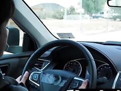 Daddy exposed skewers his stepson from the rear while in the vehicle