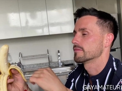 Horny student Bruno Gabriel sucked and rode cock in an english lesson with his tutor