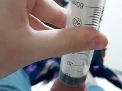 Using a syringe to get semen sucked out of my urethral!