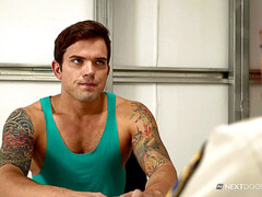 Desk-fuck, sloppy-blowjob, no condom