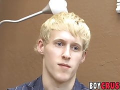Blonde twink Aiden Ash hot dildo drilling while jerking off