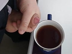 Jerking off into a hot drink