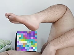 Young man does himself good while waiting for his next master