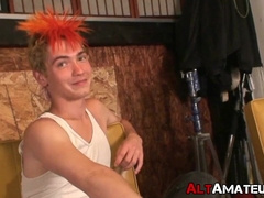 Amateur punk rock men kiss before wild cowboy dick riding