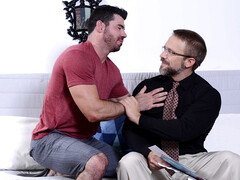 Dudes going to enjoy hardcore oral on couch