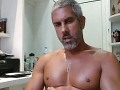 Superb silver huge cock wank