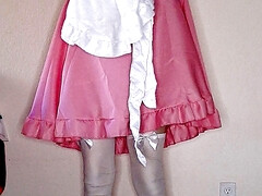 Pink spandex maid dress up