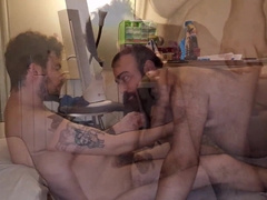 We deepthroat each other's hard-ons until we spunk on ourselves