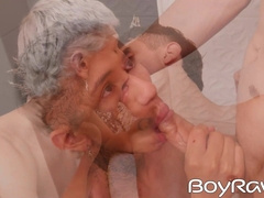 Tatted heartthrobs Xander and Archi on steamy shower sex