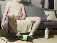 Hot guy has explosive cumshot while jerking off