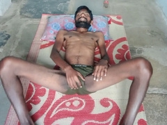 Rajesh Playboy 993 layed on floor mat, gams up, showing booty, rump, balls, abs, masturbating dick and cumming on the body